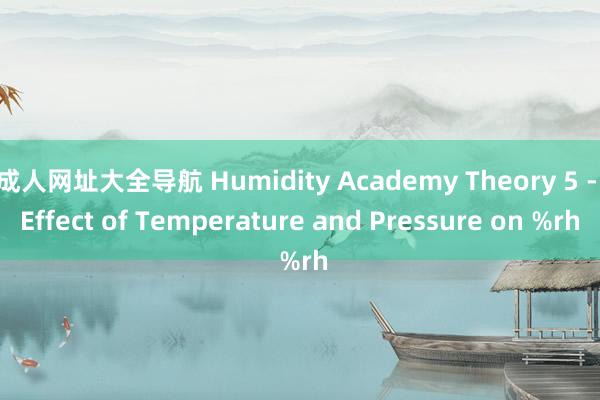 成人网址大全导航 Humidity Academy Theory 5 - Effect of Temperature and Pressure on %rh