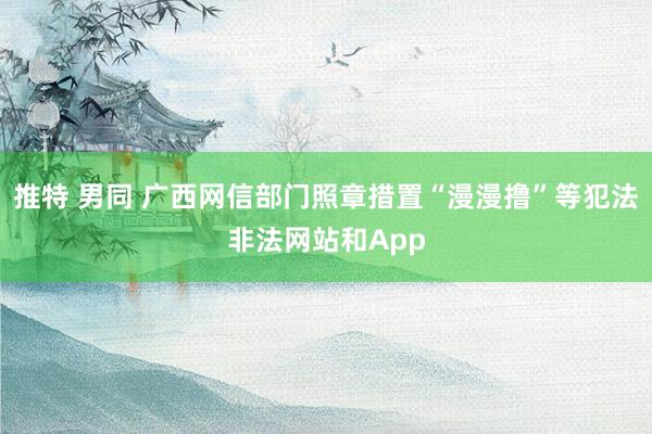 推特 男同 广西网信部门照章措置“漫漫撸”等犯法非法网站和App